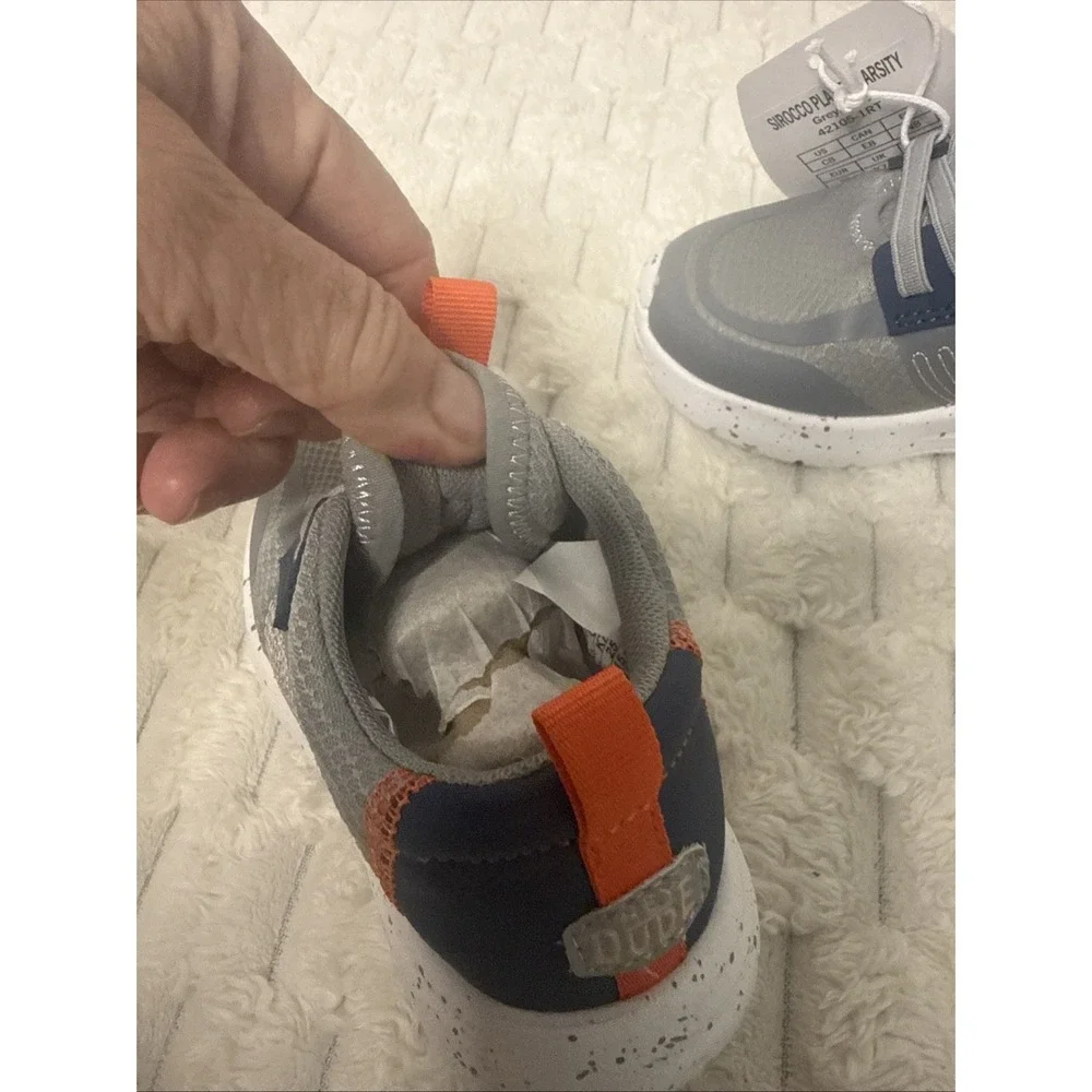 Hey Dude Sirocco Play TD Varsity Kids Sneakers US C8 Gray Blue Orange NEW